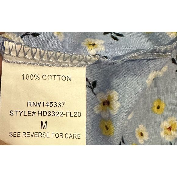 Hesperus Womens Cottagecore Dainty Floral Blue Smocked Mini Dress Sz M - Picture 15 of 15